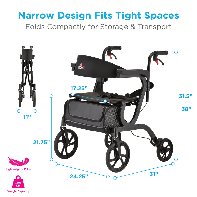 Load image into Gallery viewer, Nova Gemini 2 in 1 Rollator Transport Chair