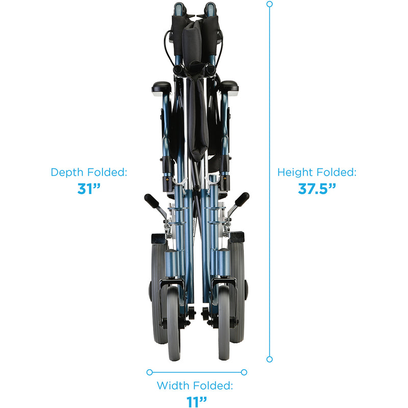 Load image into Gallery viewer, Nova Lightweight Aluminum Transport Chair w/ 12" Rear Wheels 22"
