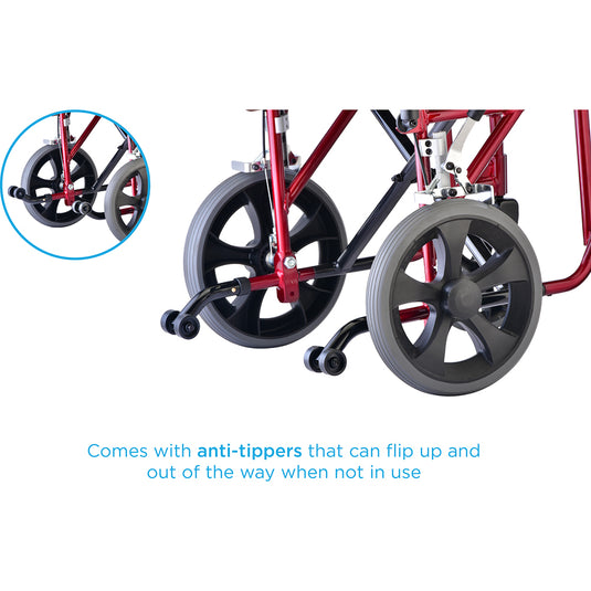 Nova Lightweight Aluminum Transport Chair w/ 12" Rear Wheels 22"