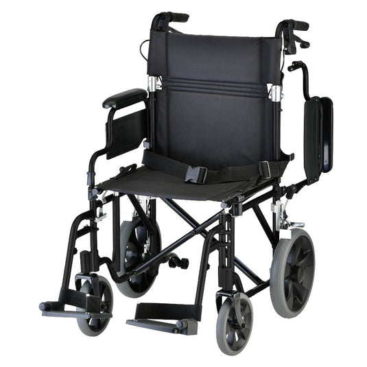 Nova 19in Lightweight Aluminum Transport Chair w/ 12in Rear Wheels