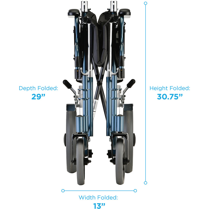 Load image into Gallery viewer, Nova 19in Lightweight Aluminum Transport Chair w/ 12in Rear Wheels
