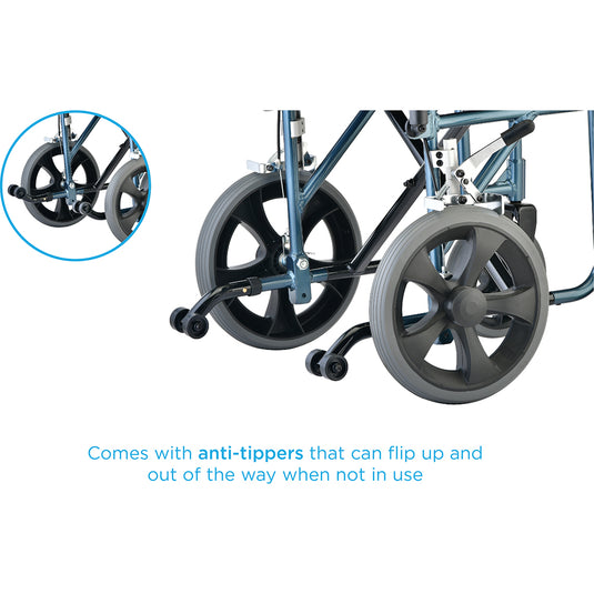 Nova 19in Lightweight Aluminum Transport Chair w/ 12in Rear Wheels