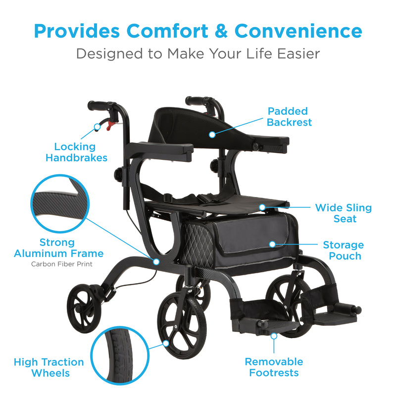 Load image into Gallery viewer, Nova Gemini 2 in 1 Rollator Transport Chair

