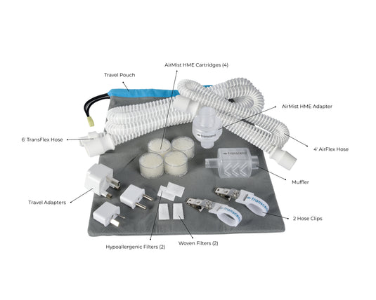 Transcend Essentials Pack - Muffler, 4+1 Cartridges, Hose Holders, Travel Bag, Filters, Power Adapter