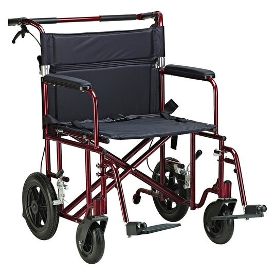 Drive Medical Bariatric 22" Aluminum Transport Chair (Red)